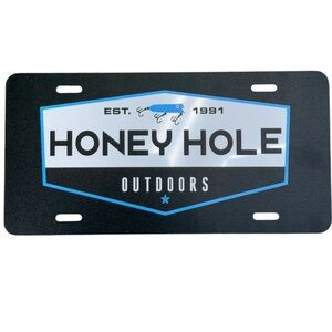 HONEY HOLE OUTDOORS LICENSE PLATE- BLACK